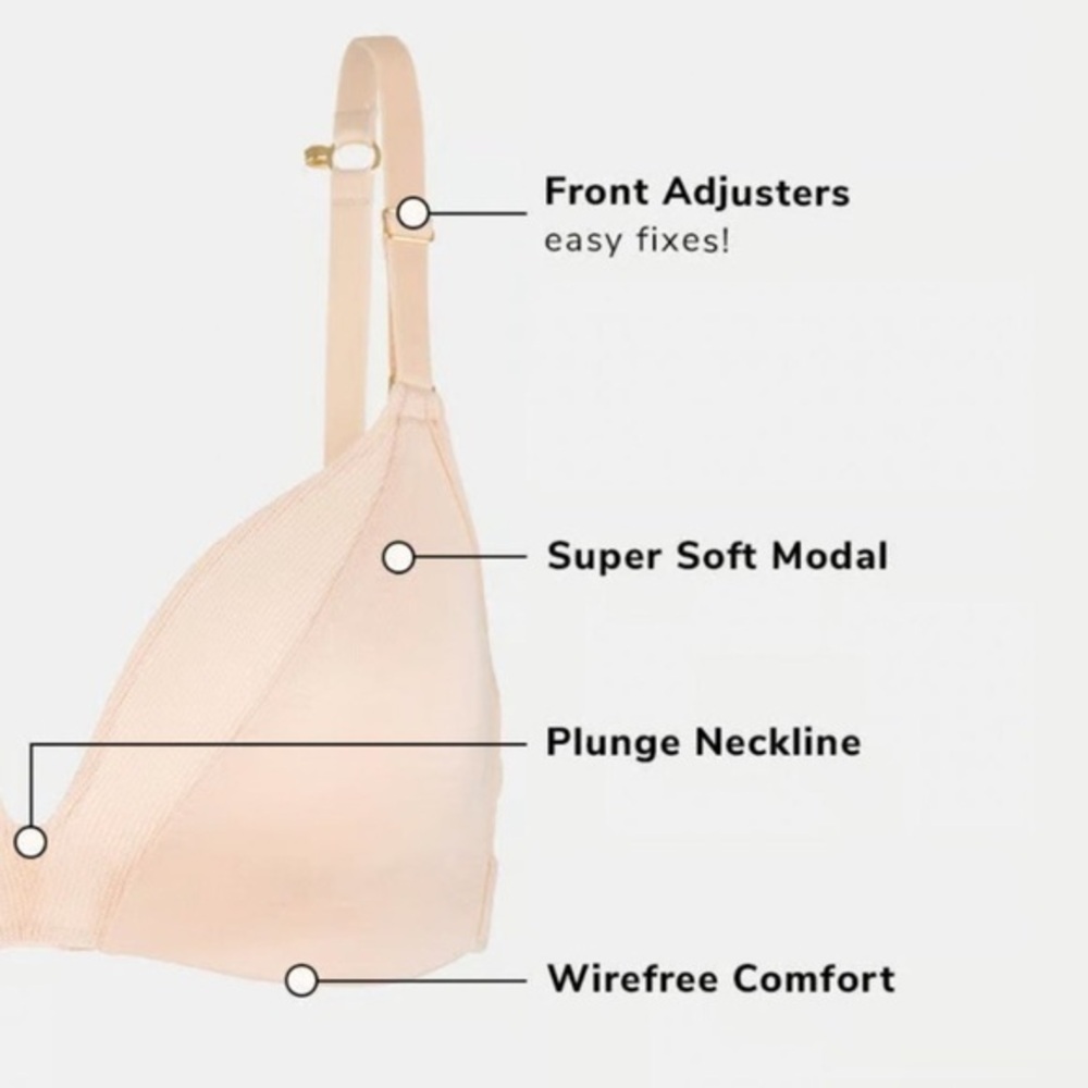 Lively All-Day Deep V No-Wire wireless Nude bra T shirt with J‎ hooks 38DD - Picture 4 of 9